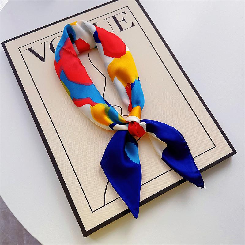 New Hundred Hundred Satin Letter Print Neckerchief 70×70 Silk Scarf Small Square Scarf High Sense of French Scarf