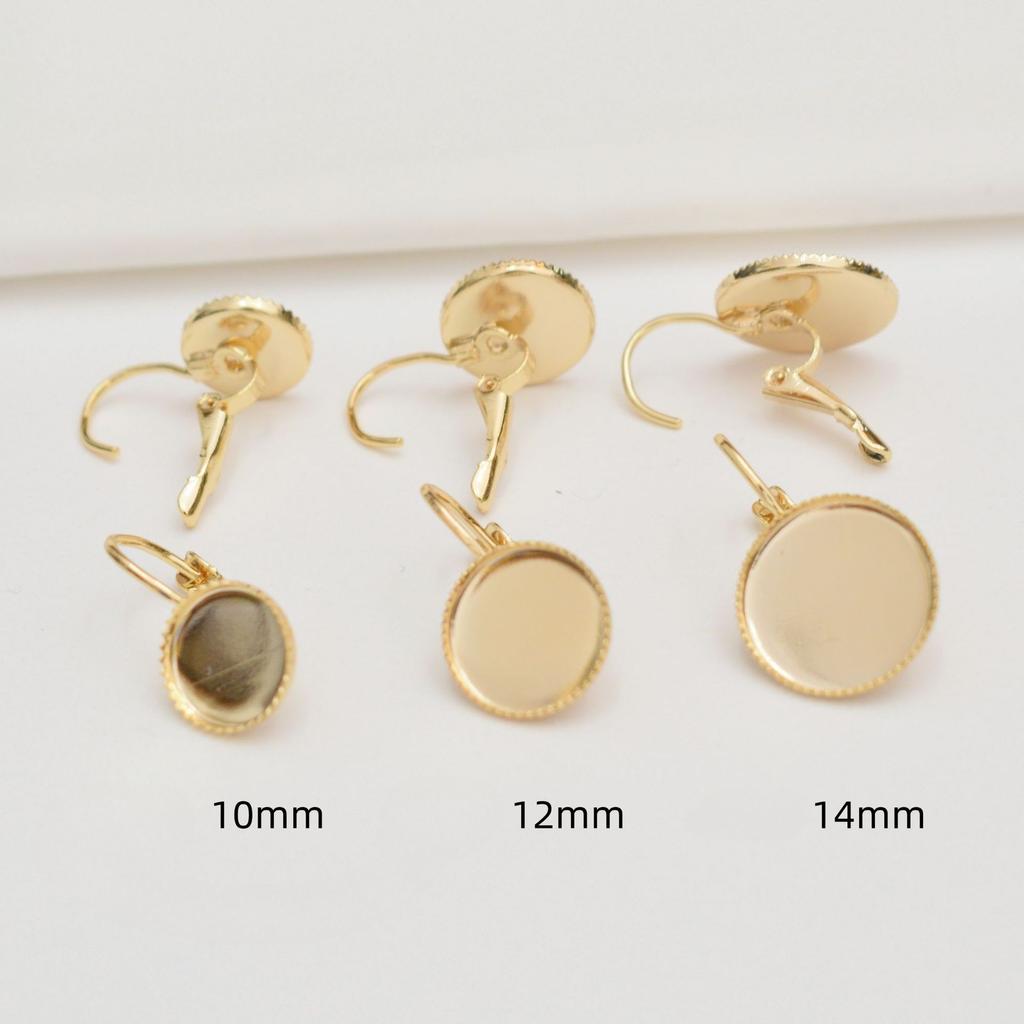 10pcs Tray French Ear Hook, Inner Diameter 10-14Mm Diy Jewelry Accessories Time Gemstone Tray
