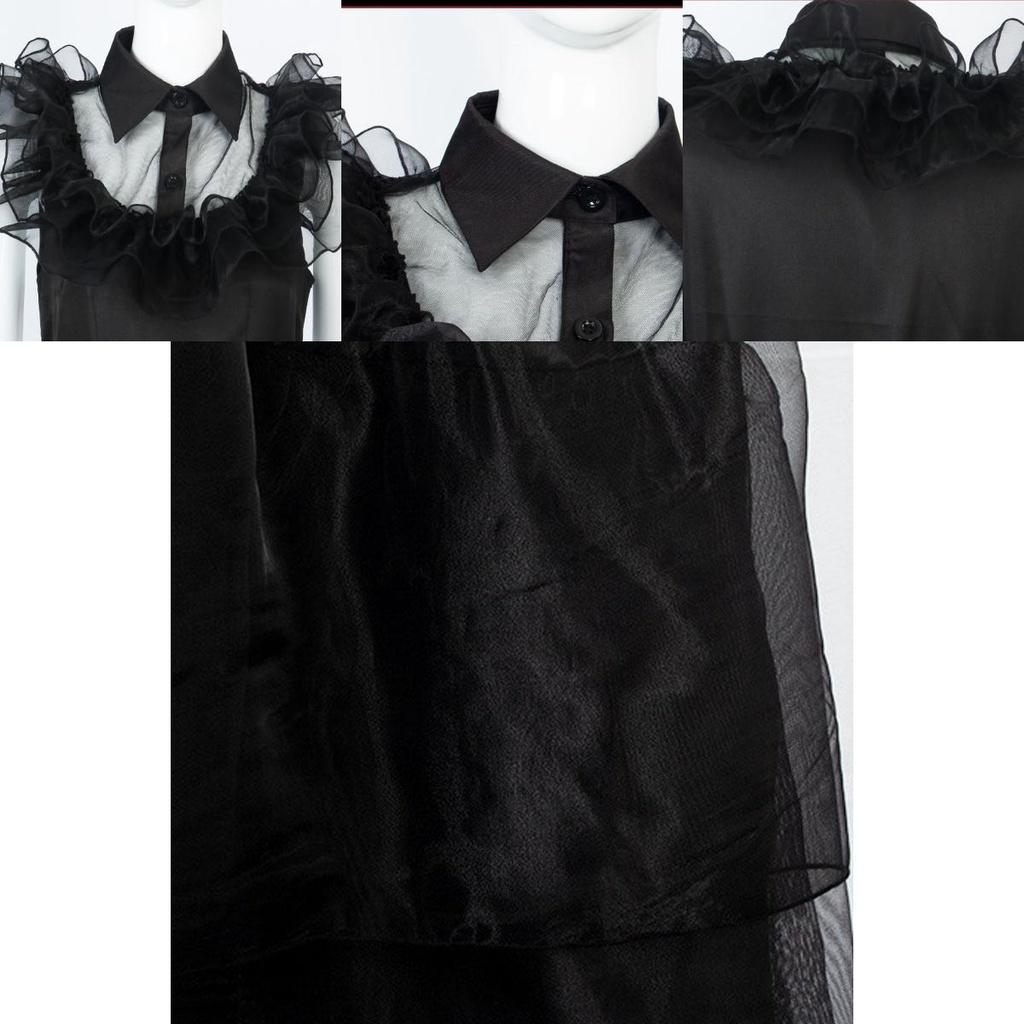 Платье для детей Уэнсдей Аддамс Косплей Костюм Вечеринка А-силуэт Многоярусная юбка