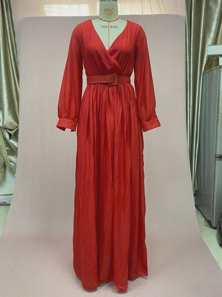 Длинное платье из желтого шифона в стиле ретро с высокой талией и поясом