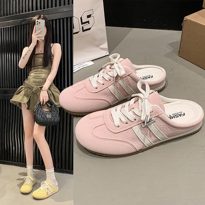 Баотоу тапочки женские летние для улицы 2025 новые супер огонь моральные тренировочные туфли половина шлепанцы белые туфли взрыв один педаль Форрест Гамп туфли