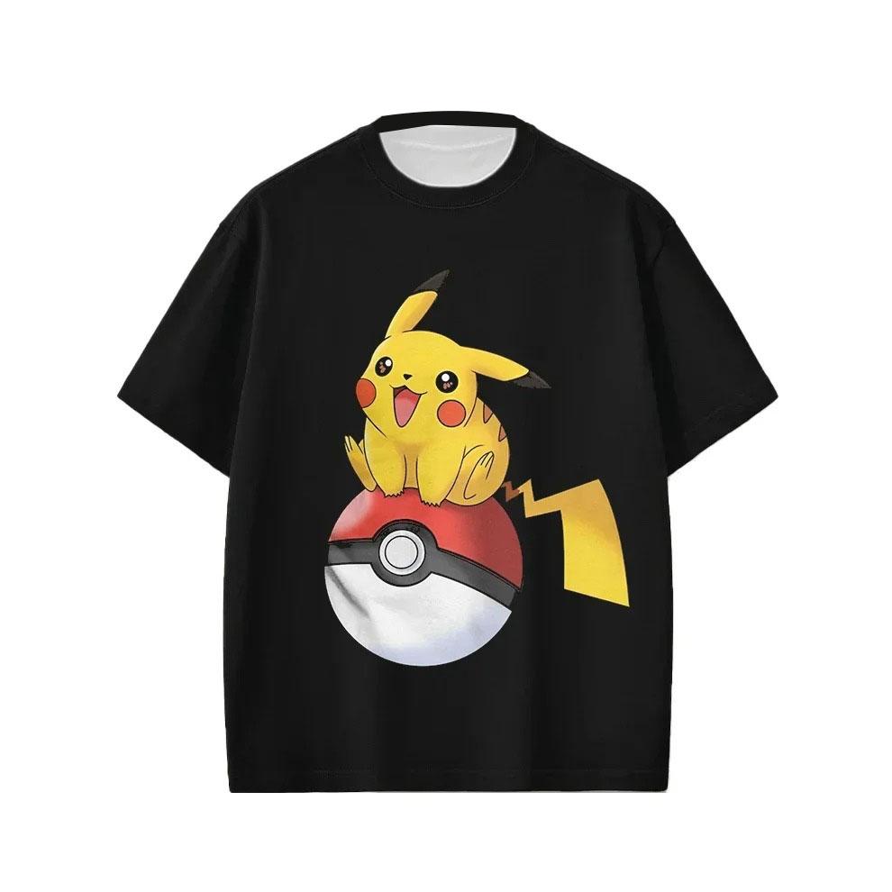 2026 Anime Pok É Mon Fashion Tshirt Short Sleeved Pikachu Street Wear Casual Cute Cool Tshirt Mens and Womens Plus Size