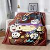 Cuphead & Mugman Flannel Blanket, Soft Throw with "Don't Deal With The Devil" Print, Cozy Bedding for Retro Game Fans
