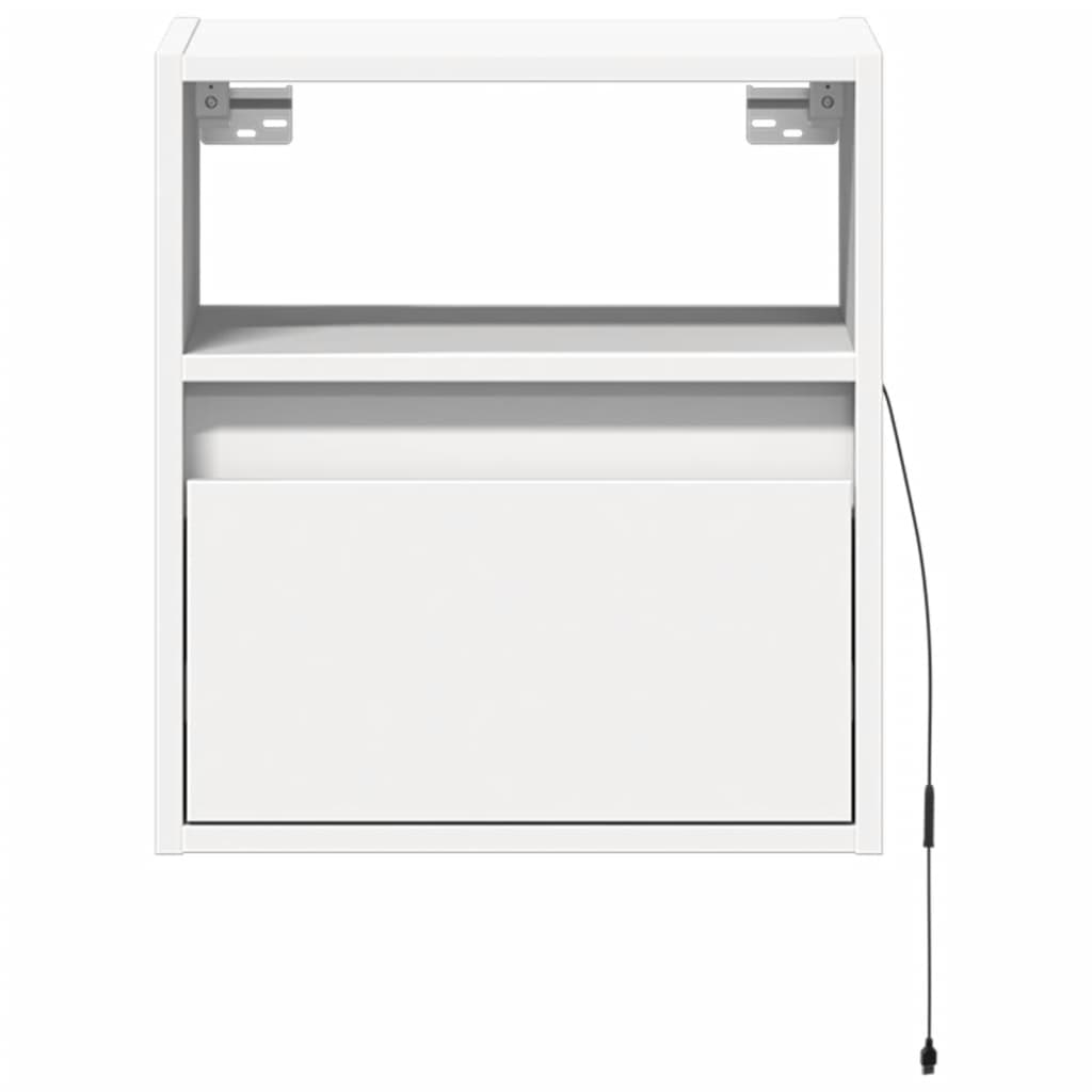 Wall Mounted Nightstand with LED Lights White