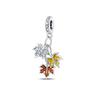 S925 Silver Autumn Maple Leaf Owl Squirrel Beaded Bracelet DIY Charm Pendant Jewelry Making Accessories