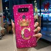 Чехол для телефона для LG Q8 Мягкий силикон Черный чехол Роскошная блестящая корона Красивый буква от А до Я Парный чехол