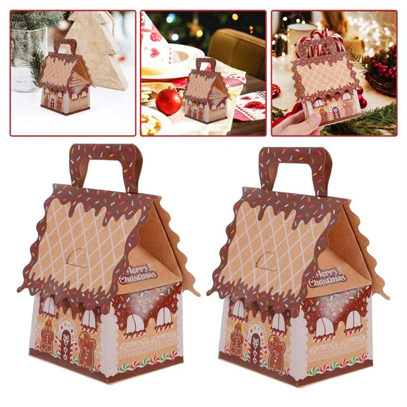 8 Pcs Cute Christmas Treat Candy Boxes Portable Dessert Packaging Case Small Cookie Containers Party Favor Supplies