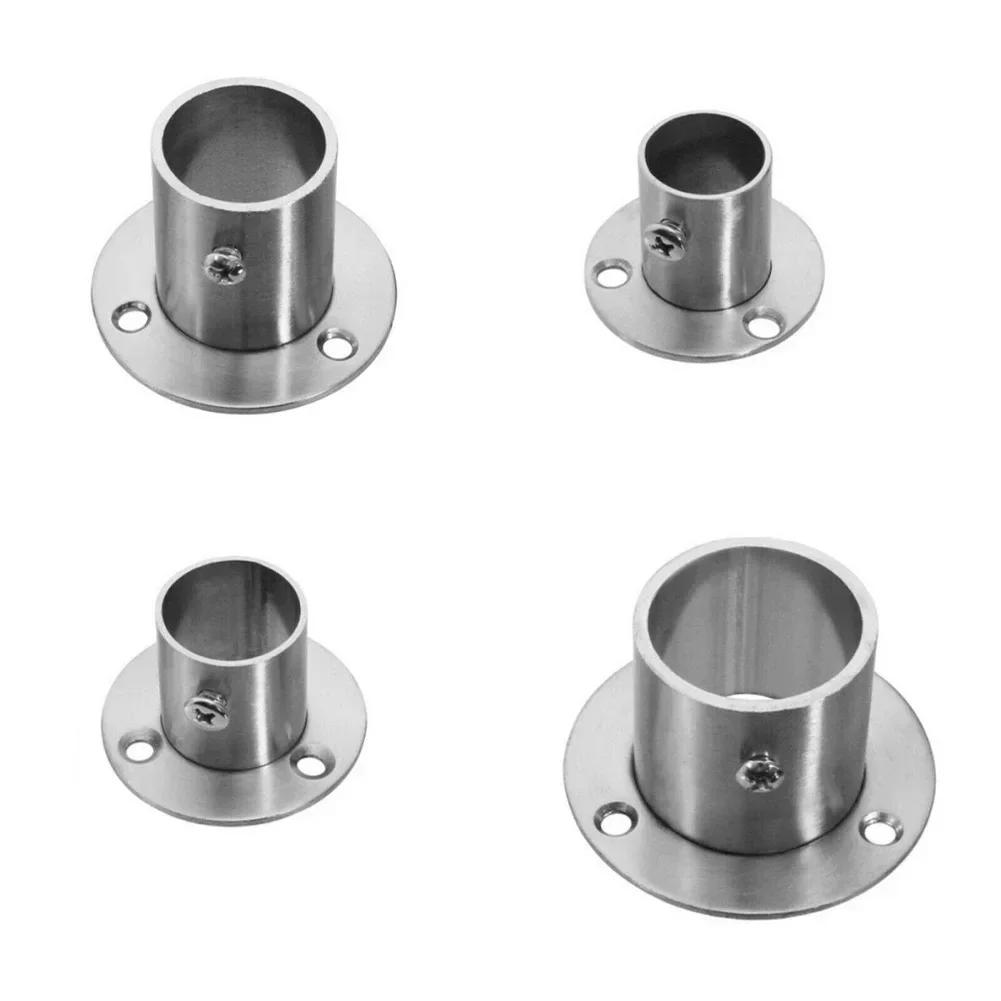 1Pcs Wardrobe Steel Pipe Bracket Tube Support Flange Seat Wardrobe Hanging Rail Pole Socket End Holders 19-32mm Connection