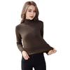 Women Knitting Tops High Collar Long Sleeve Solid Color Warm Fleece Lining Pullover Tops Slim Fit Thickened Knitwear Daily Wear