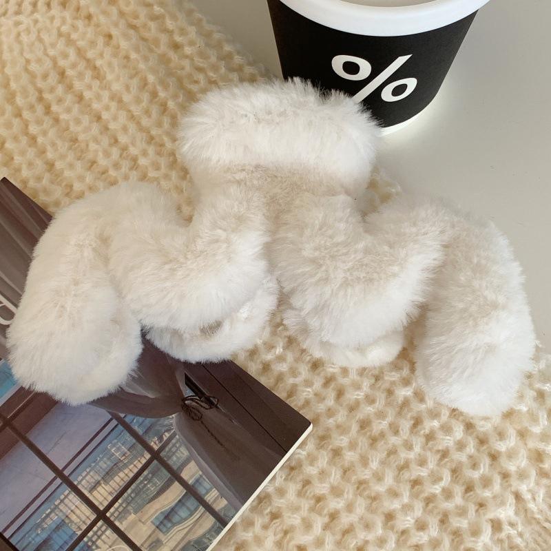 Аксессуары для волос для женщин и девочек, корейская мода, зима, плюшевые, большие, волнистые, элегантные заколки для волос из искусственного меха, заколка для волос, головной убор