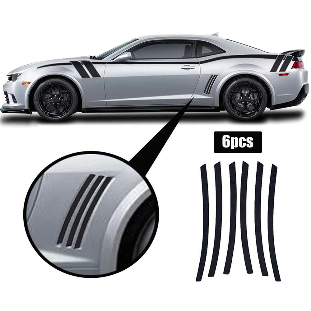New 6pcs/Set Side Vent Stripe Graphic Decal Sticker Black For 2010-2015 Chevy Camaro
