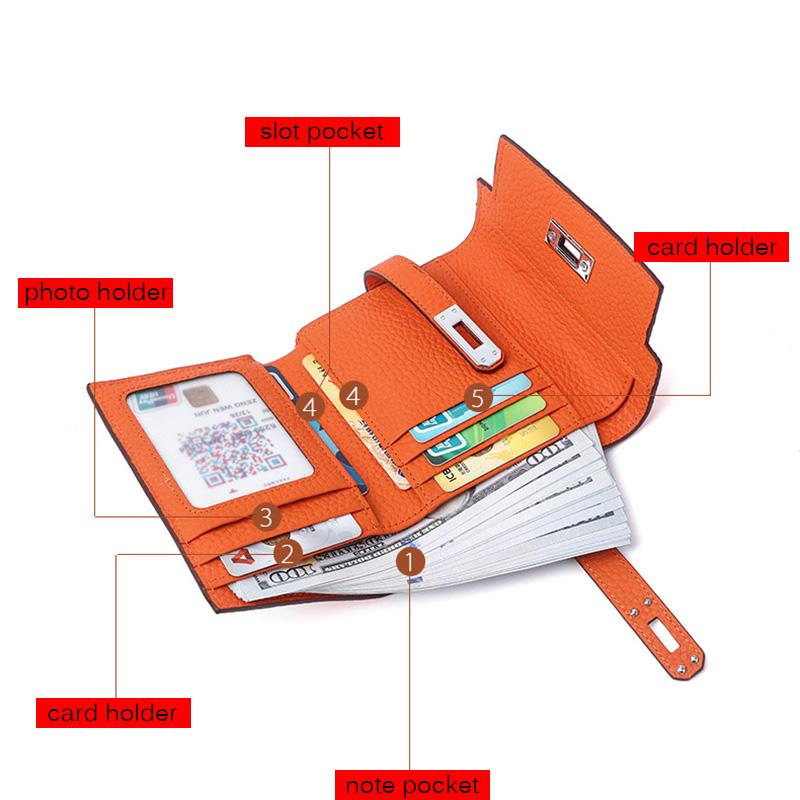 Роскошные женские кошельки из натуральной кожи, первый слой коровьей кожи, короткий кошелек, брендовый стиль, серебристая застежка-турникет, кошелек-бифолд без логотипа