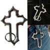 Elegant Crossed Keychain Hollow Out Design Zinc Alloy Lightweight Quick Release Spring Clasp Crucifix Keyring