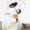 Wall Sticker Self-adhesive Easy to Apply PVC Fairy Girl Flower DIY Wall Decorative Sticker for Living Room
