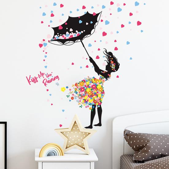 Wall Sticker Self-adhesive Easy to Apply PVC Fairy Girl Flower DIY Wall Decorative Sticker for Living Room