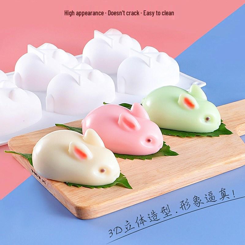 Силиконовая форма «Зайчик» на 6 ячеек для 3D-торта, мусса, пудинга и желе