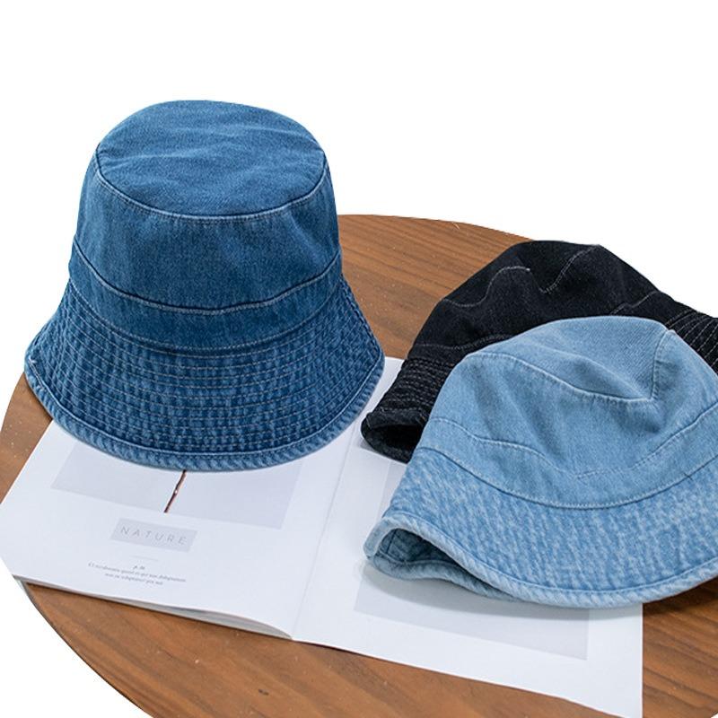 Retro Denim Basin Hat Bucket Hat Embroidery Summer Sun Protection Shade New Outdoor Leisure Hat