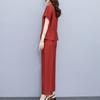 Летние комплекты из двух предметов для женщин, элегантные однотонные комплекты брюк с высокой талией больших размеров