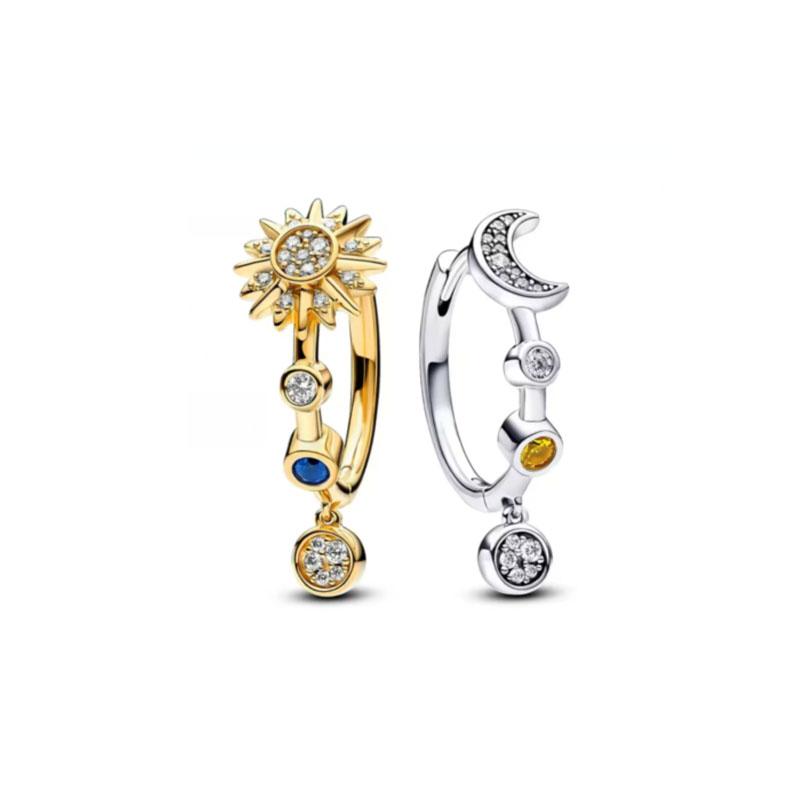 Серьги из стерлингового серебра 925 пробы, квадратной, в форме листа, солнца и луны, подходящие в качестве изысканных ювелирных подарков для европейских женщин