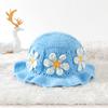 Women Handmade Crochet Breathable Knitted Hat Vibrant Bucket Hat Cute Plush Hat Fashion Floral Pattern Colorful 56-58cm