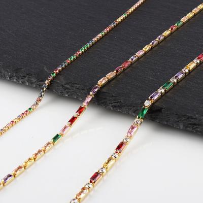 Сексуальное короткое золотое ожерелье с радужной цепочкой из кубического циркония, разноцветный кулон из кубического циркония, чокер, тонкая звеньевая цепочка, ювелирное изделие для женщин и девочек