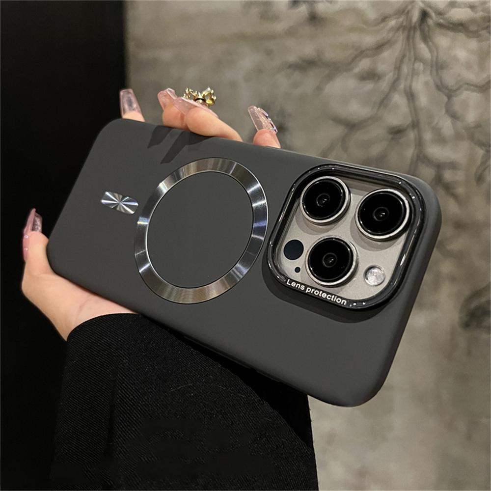 Роскошный матовый жесткий бампер магнитный чехол для iPhone 16 15 12 13 14 Pro Max Plus для беспроводной зарядки Magsafe защитный чехол