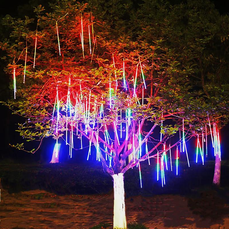 Wholesale plug-in meteor shower lamp strip patch color lamp tube ice cone flow outdoor lighting decorative color lamp meteor lamp string American whi