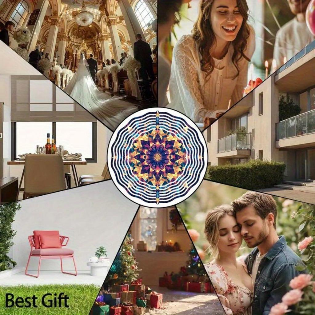 Vibrant Kaleidoscope Wind Chime Outdoor Garden Decor Durable Metal Hanging Art for Yard Party Patio Decoration No Battery Needed 3D Elegant Design