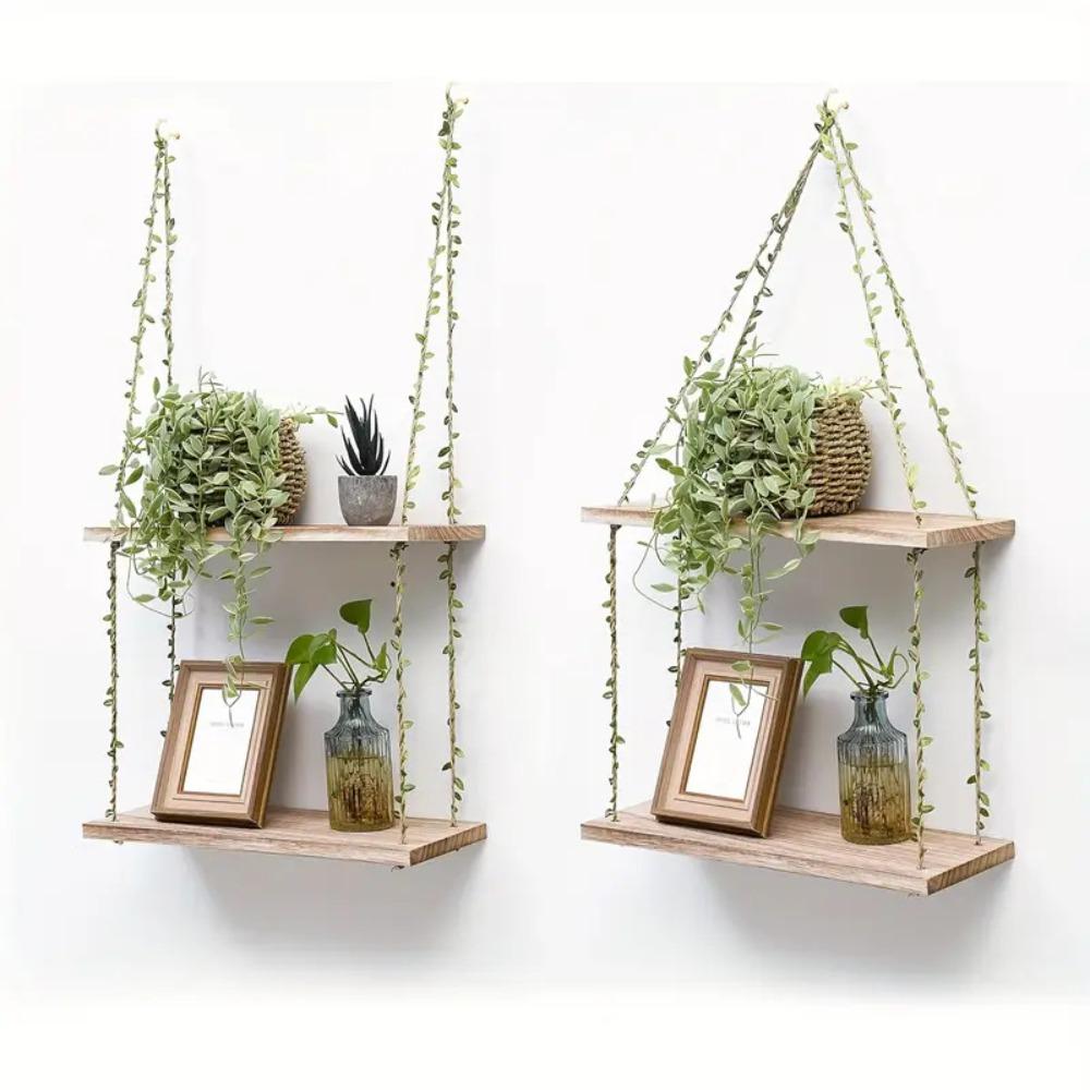 2/3 Layers Hanging Shelves Woven Hanger Wall Rack New Wall Shelves  Bedroom Decor
