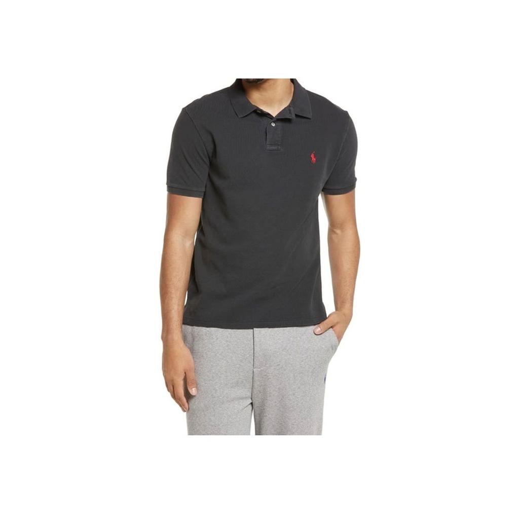 Polo Ralph Lauren SS22 однотонная рубашка поло с коротким рукавом и вышитым маленьким логотипом, мужские топы, черный цвет 710814416001POLO