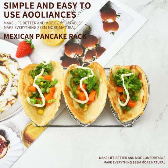 Подставки для тако из нержавеющей стали для 3 тако. Нержавеющие подносы для тако для хрустящих ракушек. Термостойкая подставка для буррито для праздничных вылазок.