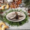 Faux Cedar Placemat Dense Branches Reusable Heat-resistant Holiday Thanksgiving Christmas Party Table Decoration Round Greenery Placemat