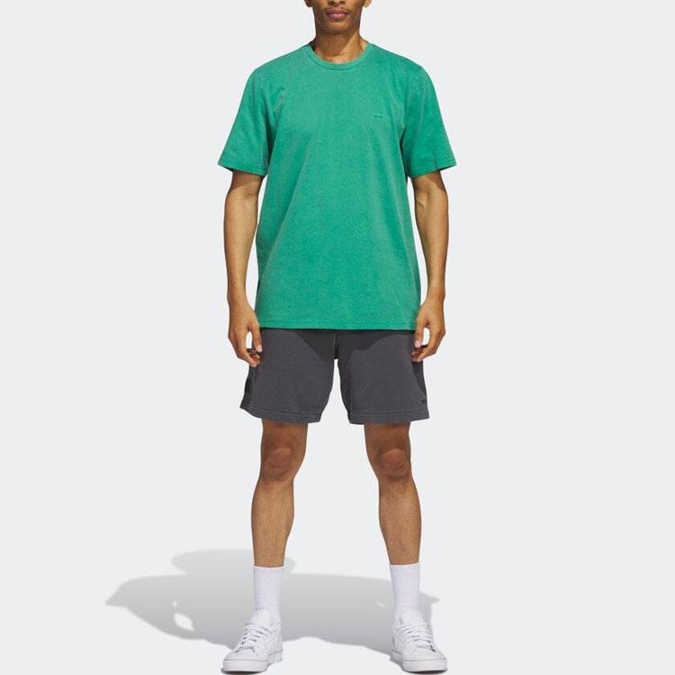 adidas Оригинальная футболка с короткими рукавами и вышитым логотипом трилистника, мужские топы, зеленые HS3027