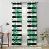 Черные полосы, зеленые листья, оконные шторы для гостиной, спальни, оконные занавески, бытовые кухонные шторы