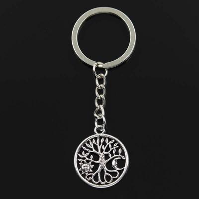 Модный брелок для ключей World Tree Sun Moon 29x25 мм 29x25 мм, брелок для ключей 30 мм, серебряный цвет, мужской автомобильный подарок, сувенирный брелок