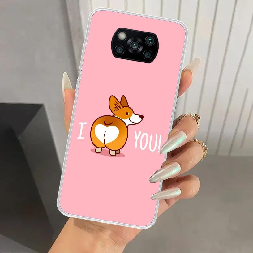 Cartoon Corgi Cute Dog Phone Case for Xiaomi Poco X5 X6 X7 Pro F7 Ultra M7 Redmi 15 15C 13 13C 12 12C 10 10A 10C 9 9A 9C 9T Shel