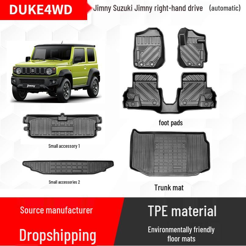 Suzuki Jimny TPE Водонепроницаемые Резиновые Коврики с Высоким Бортом - Износостойкие Коврики для Левой и Правой Ноги Автомобиля
