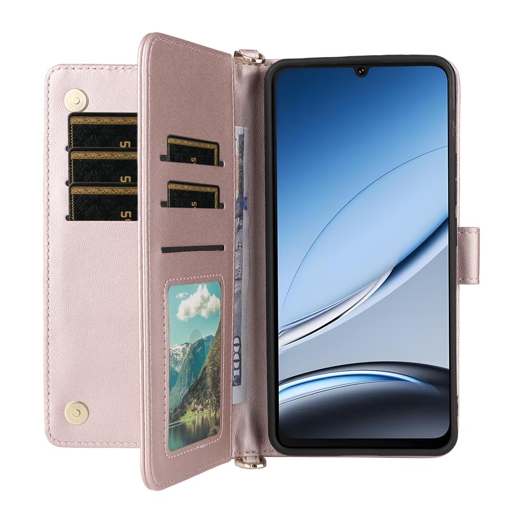 For Doogee Note 59/Note 59 Pro Case with Shoulder/Wrist Strap Leather Phone Cover Stand Wallet