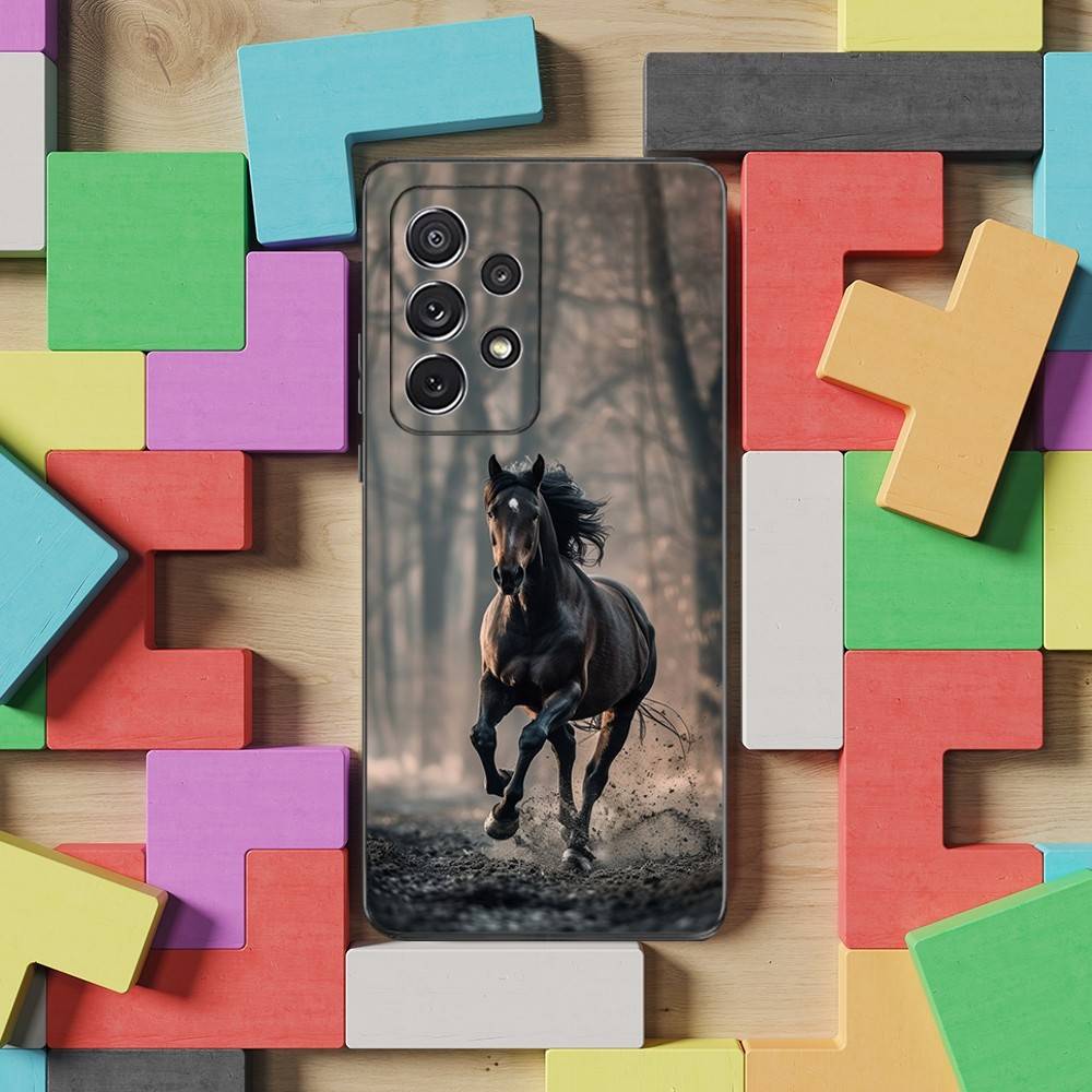 Galloping Horse Art Phone Case For Samsung S25,S24,S23,S22,S21,S20,S10,Ultra,Plus,Lite,FE,Soft Silicone Black Cover