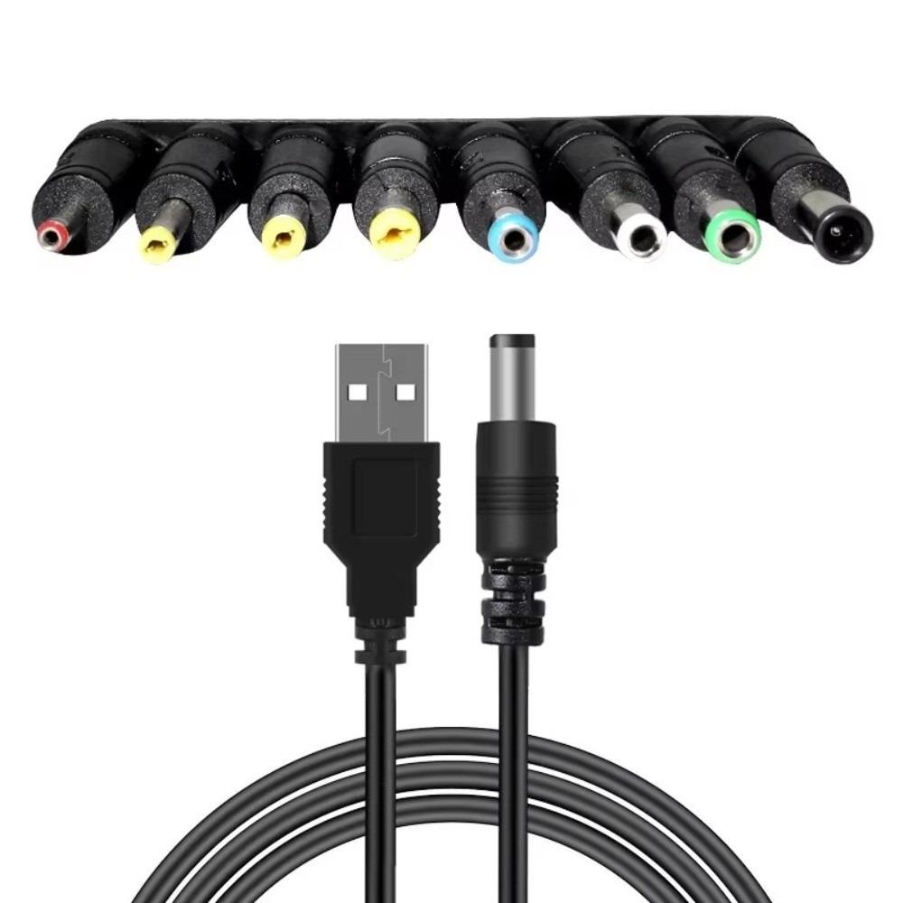 Power Cord 5.5 * 2.1mm Jack Universal Power Cable DC Connector 8 Tips USB To DC Cable 5V Output 5V Charging Cord Power Supply