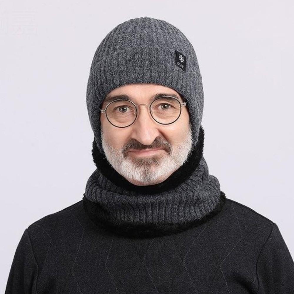 Thick Hat Scarf Set Neck Warm Ear Protection Hat Casual Knitted Beanie Hat Riding