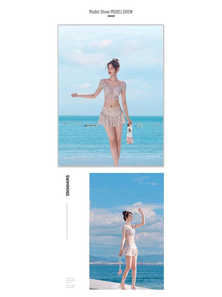 2024 Свежий Сказочный Цветочный Японский Купальник Пуш-ап из Двух Частей для Женщин