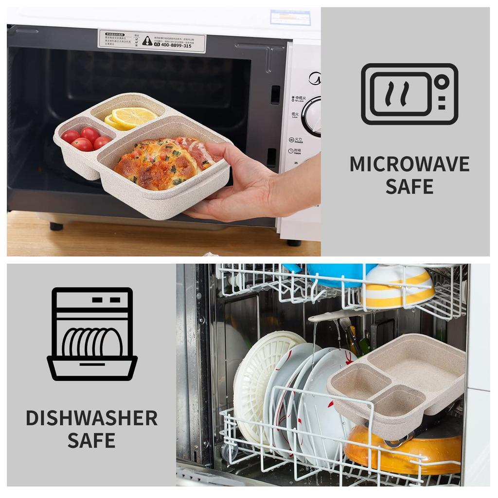 Ланч-бокс Bento с 3 отделениями, контейнеры для хранения еды из пшеничной соломы, пластик, 1 упаковка