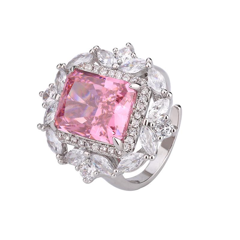 Jewelry High Carbon Diamond Ice Flower Cut Deep Pink Diamond Copper Inlay Premium Set 10 * 12-6 * 8