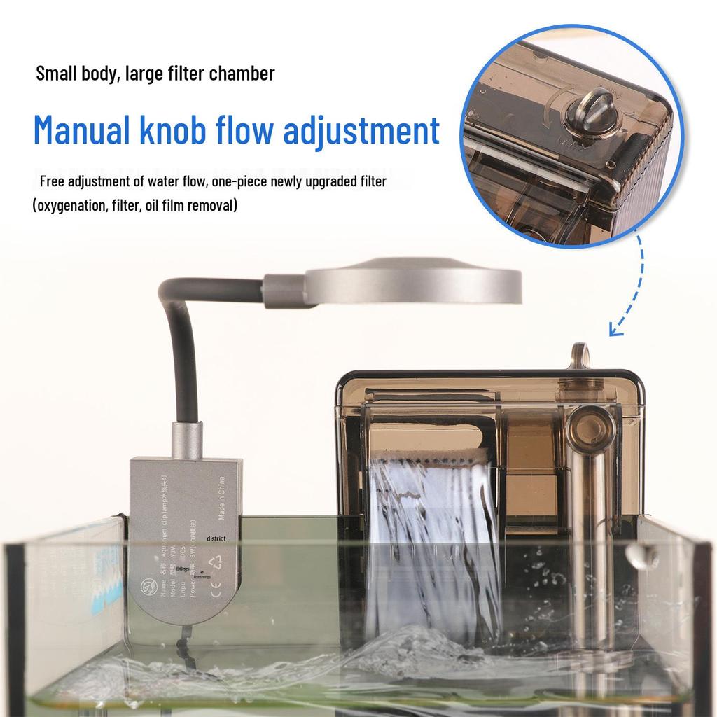 Ричжао Настенный Тонкий Водопад Скиммер для Масляной Пленки и Внешний Фильтр для Аквариума.