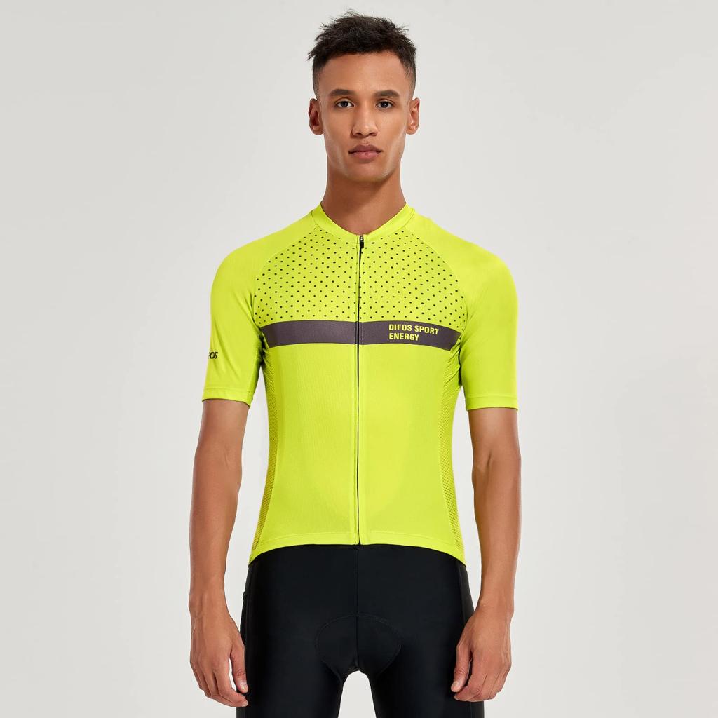 Difos Short Sleeve Cycling Summer Road Bike Size XL Men's Jersey, Wear, Mesh, Breathable, Quick-Drying, Lightweight, Green,