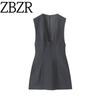 Za Foreign Trade New Women Clothes ZR Western Style French Style Versitile Fashion V-neck Sleeveless Short Dress 8951238