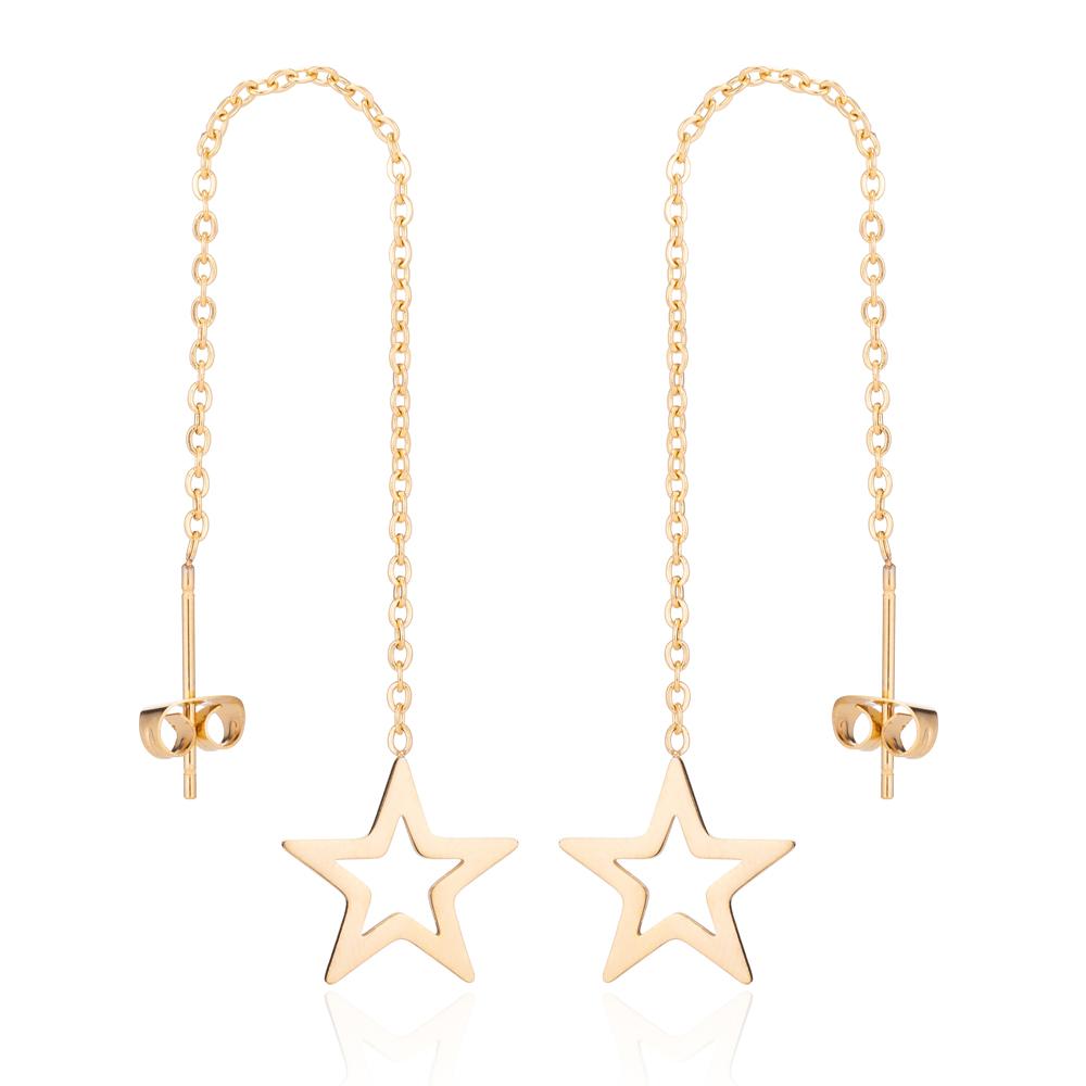 Korean David Star Earrings Long Line Thread Piercing Earring For Teens Girl Geometry Dangle Accessories Mujer Stainless Jewelry