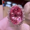High-end Pigeon Eggs Simulate Pink Crystal Zircon Temperament Open Ring Jewelry For Women