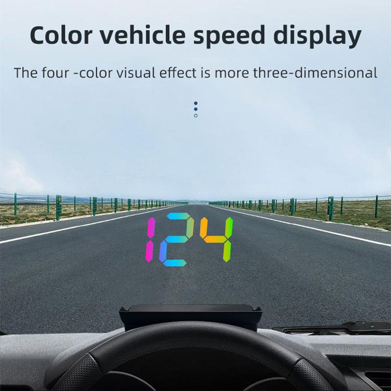 Автомобильный проектор на лобовое стекло Цифровой HUD скорости Цветной спидометр Head Up Display Км/ч Plug And Play GPS Для грузовых автомобилей